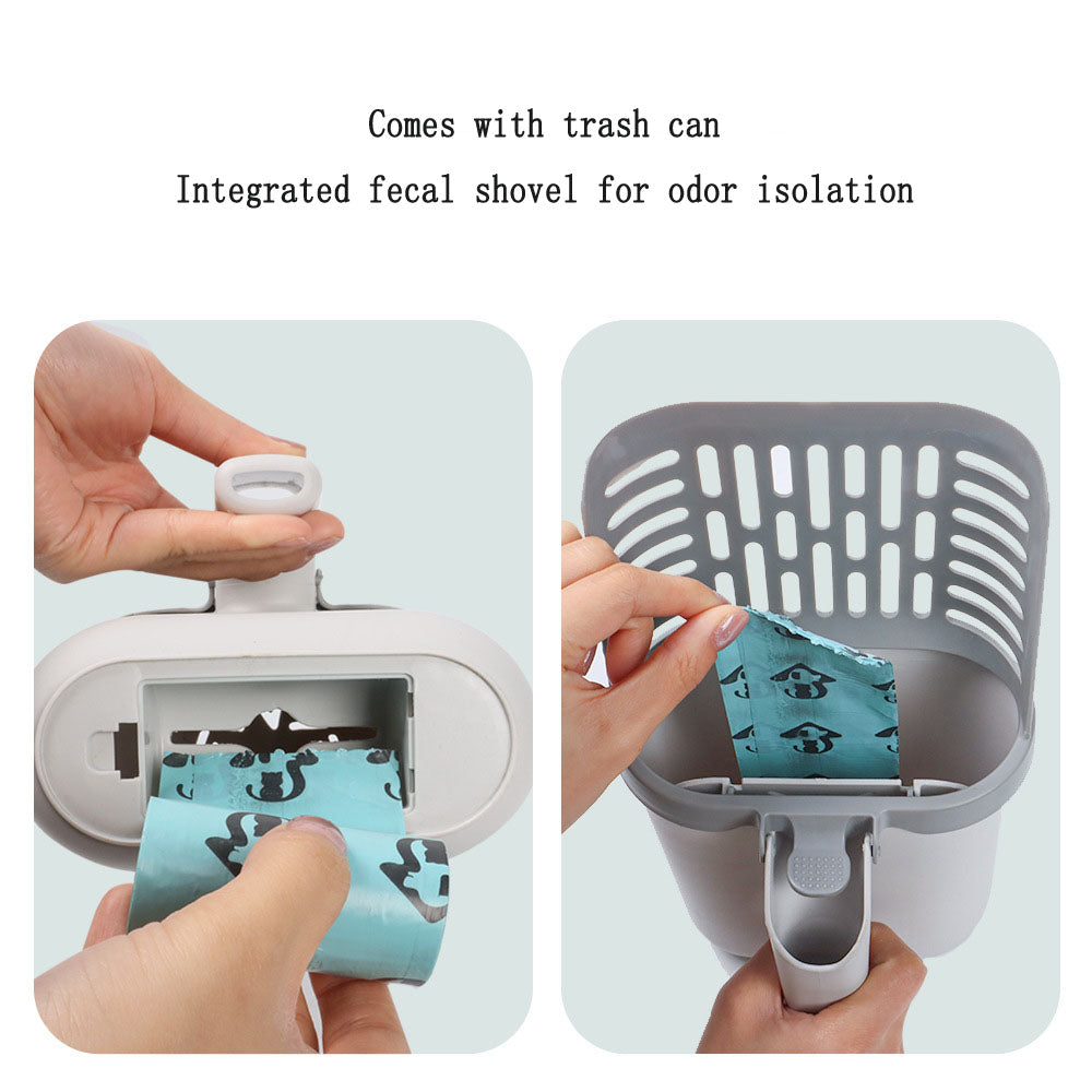 Pet Litter Shovel Set with 2 rolls Bin Bag Large Capacity