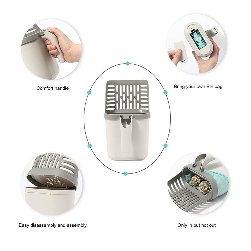 Pet Litter Shovel Set with 2 rolls Bin Bag Large Capacity